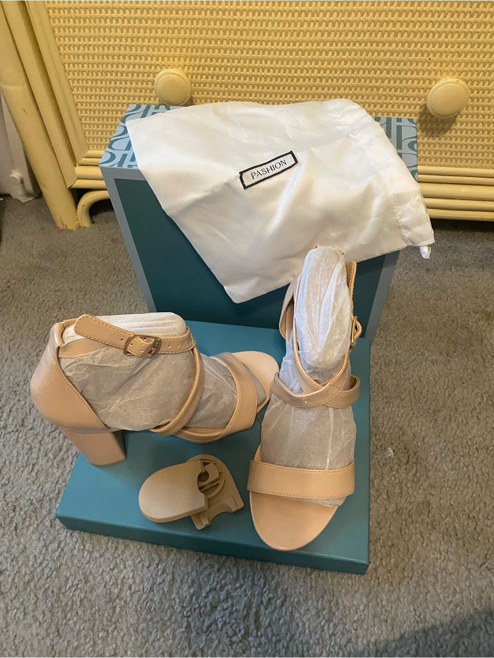 Pashion Footwear Beige Strappy Block Heel Sandals